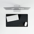 Printify preview: Minimal Obsidian Gold, 23.6 × 13.8 inches, overhead desk view with keyboard and mouse.