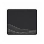 Printify preview: Charcoal Interference desk mat, 14.4 × 12.1 inches, flat on a white background.