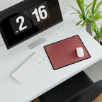 Printify preview: Minimal Rose Clay, 31.5 × 15.5 inches, angled desk view with keyboard and mouse.