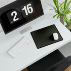 Printify preview: Minimal Olive Gold, 31.5 × 15.5 inches, angled desk view with keyboard and mouse.