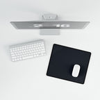 Printify preview: Minimal Midnight Navy, 14.4 × 12.1 inches, overhead desk view with keyboard and mouse.