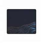 Printify preview: Navy Evolution desk mat, 14.4 × 12.1 inches, flat on a white background.