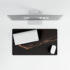Printify preview: Espresso Radiance, 23.6 × 13.8 inches, overhead desk view with keyboard and mouse.