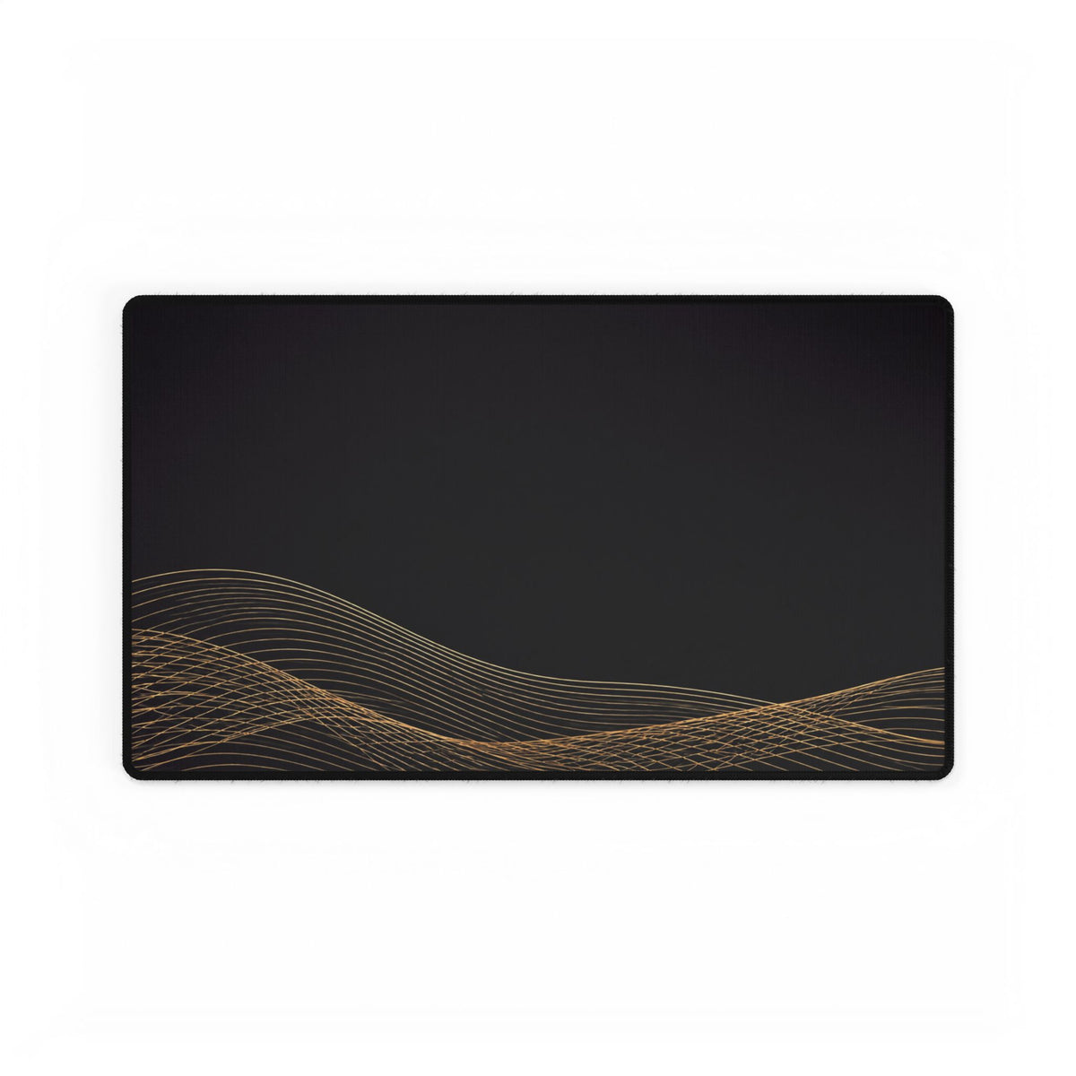 Printify preview: Obsidian Interference desk mat, 23.6 × 13.8 inches, flat on a white background.