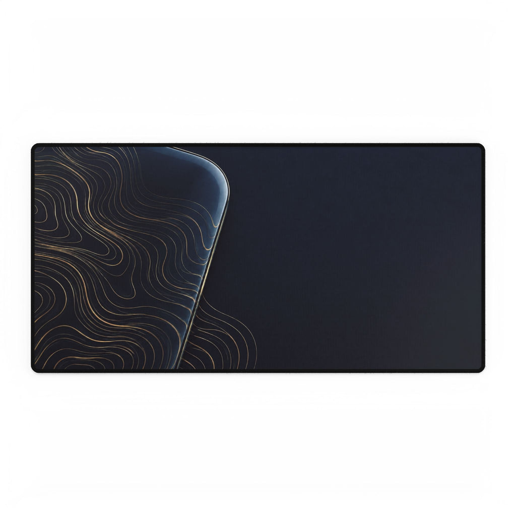 Printify preview: Navy Optic desk mat, 31.5 × 15.5 inches, flat on a white background.