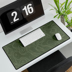 Printify preview: Sage Atlas, 31.5 × 15.5 inches, angled desk view with keyboard and mouse.