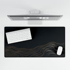 Printify preview: overhead view of Obsidian Evolution, 31.5 × 15.5 inches, with keyboard and mouse.