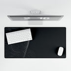 Printify preview: overhead view of Graphite Optic, 31.5 × 15.5 inches, with keyboard and mouse.
