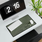 Printify preview: Sage Evolution, 23.6 × 13.8 inches, with keyboard and mouse on a white desk, viewed at an angle.