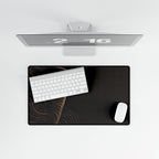 Printify preview: overhead view of Espresso Optic, 23.6 × 13.8 inches, with keyboard and mouse.
