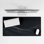 Printify preview: overhead view of Graphite Horizon, 31.5 × 15.5 inches, with keyboard and mouse.