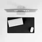 Printify preview: Minimal Espresso Bronze, 23.6 × 13.8 inches, overhead desk view with keyboard and mouse.