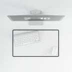 Overhead view of Minimal White medium-format desk mat on a white desk.