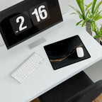 Printify preview: Obsidian Radiance, 14.4 × 12.1 inches, angled desk view with keyboard and mouse.