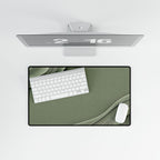 Printify preview: Sage Relief, 23.6 × 13.8 inches, overhead desk view with keyboard and mouse.