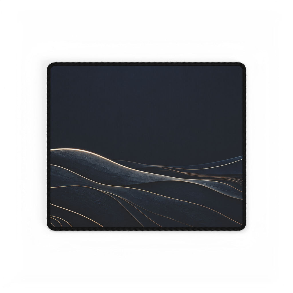 Printify preview: Navy Horizon desk mat, 14.4 × 12.1 inches, flat on a white background.