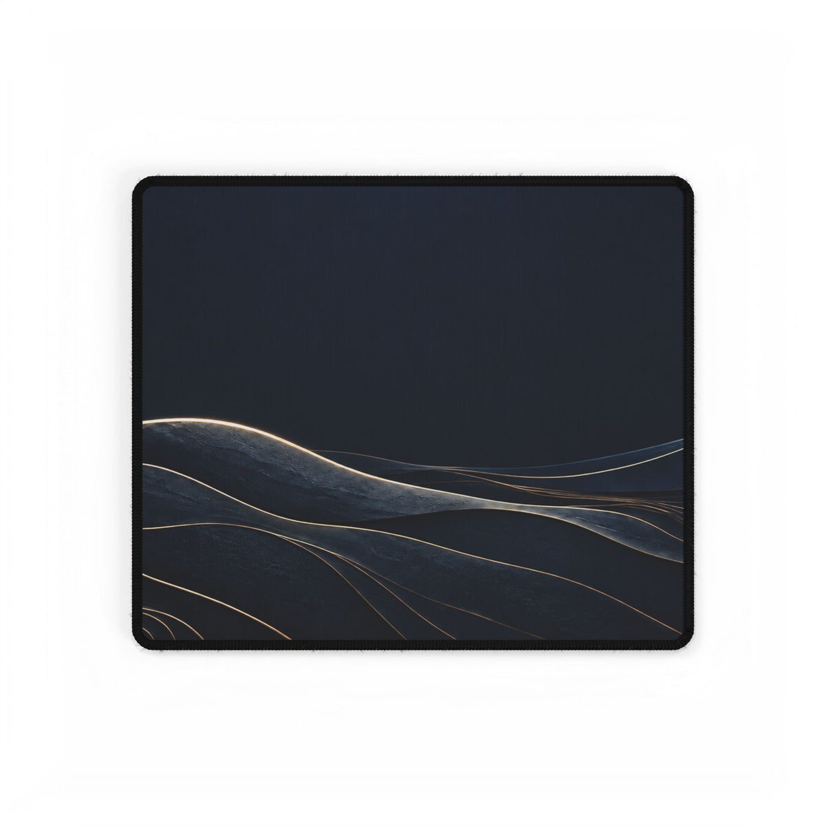 Printify preview: Navy Horizon desk mat, 14.4 × 12.1 inches, flat on a white background.