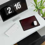 Printify preview: Burgundy Cutaway, 14.4 × 12.1 inches, with a mouse beside a keyboard, viewed at an angle.
