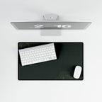 Printify preview: Minimal Forest desk mat, 23.6 × 13.8 inches, shown from above with a keyboard and mouse on a white desk.