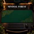 Minimal Forest desk mat in a warm dark workspace