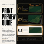 Minimal Forest print preview guide showing flat printed artwork and black stitching
